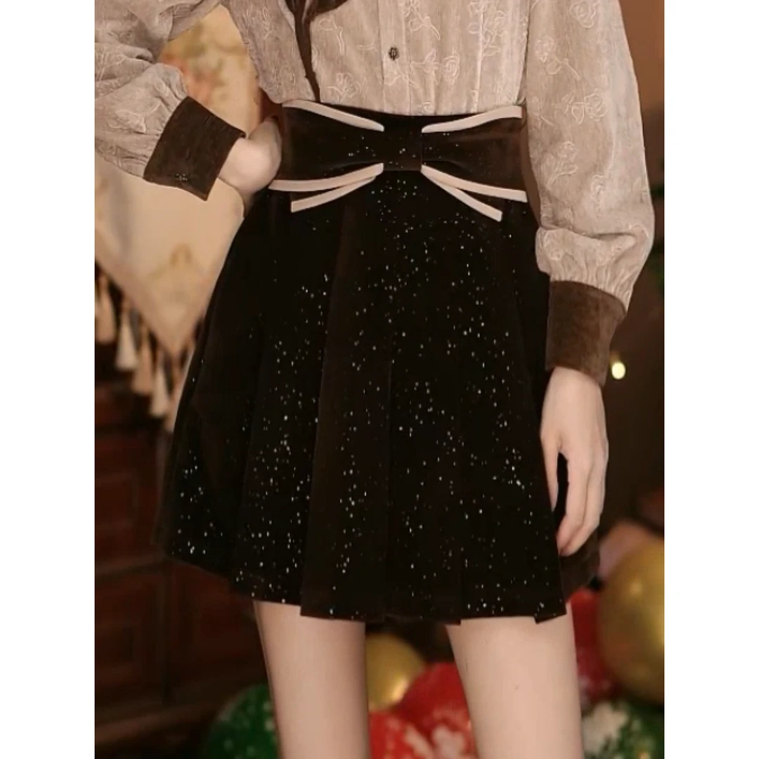 岑岑【雾川】 港味复古百搭显瘦高腰短裙30861