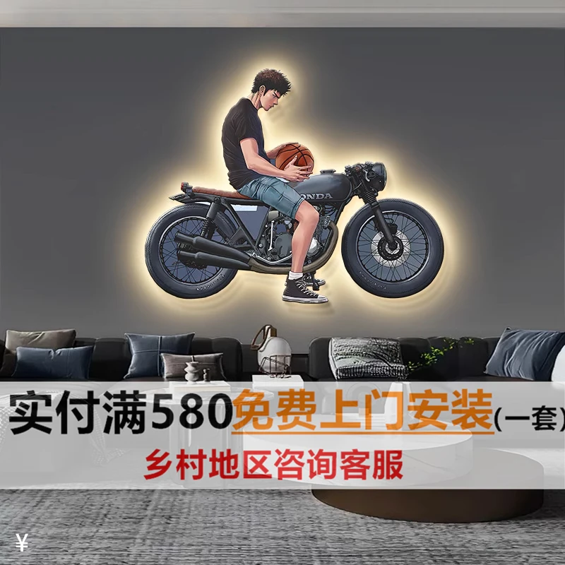 灌篮高手三井寿挂画发光led灯客厅卧室装饰画动漫男孩儿童房壁画