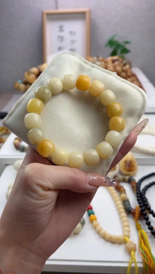 【闪购商品】菩提根/象牙果手串G20干磨嘎嘎油桶珠12*13瑕疵不补