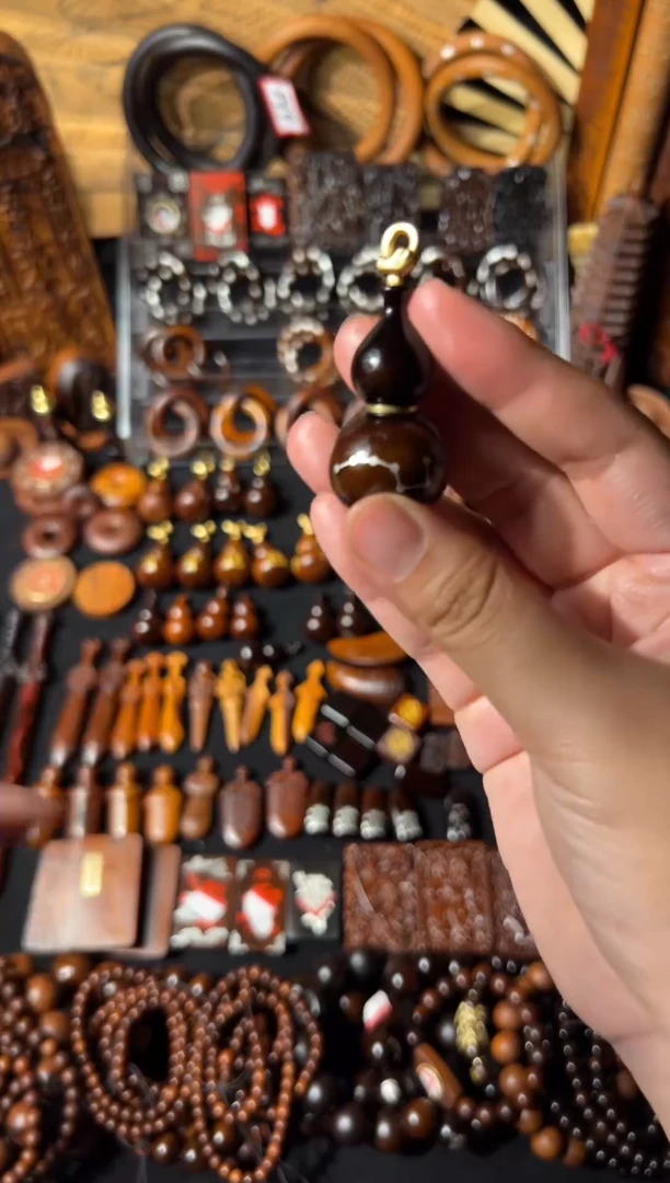 木雷击枣木 玉化 镶银七星 开口葫芦