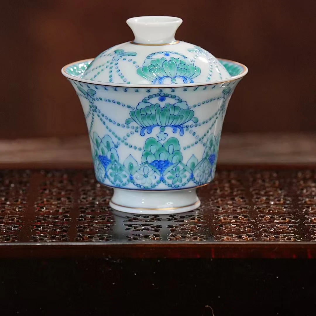 冉月斗彩碧游璎珞盖碗景德镇陶瓷男女泡茶专用主人杯2025新款高端