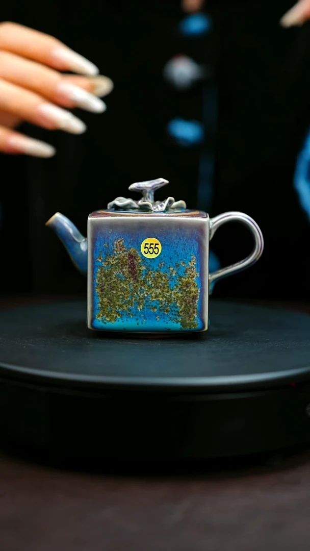 555#原矿钧瓷炉钧釉柿柿如意壶