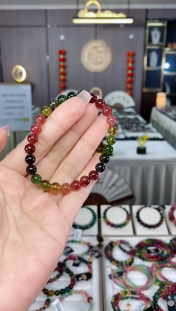 收藏级老矿碧玺单圈手串6.7mm+未镶嵌碧玺多样性发一条hon