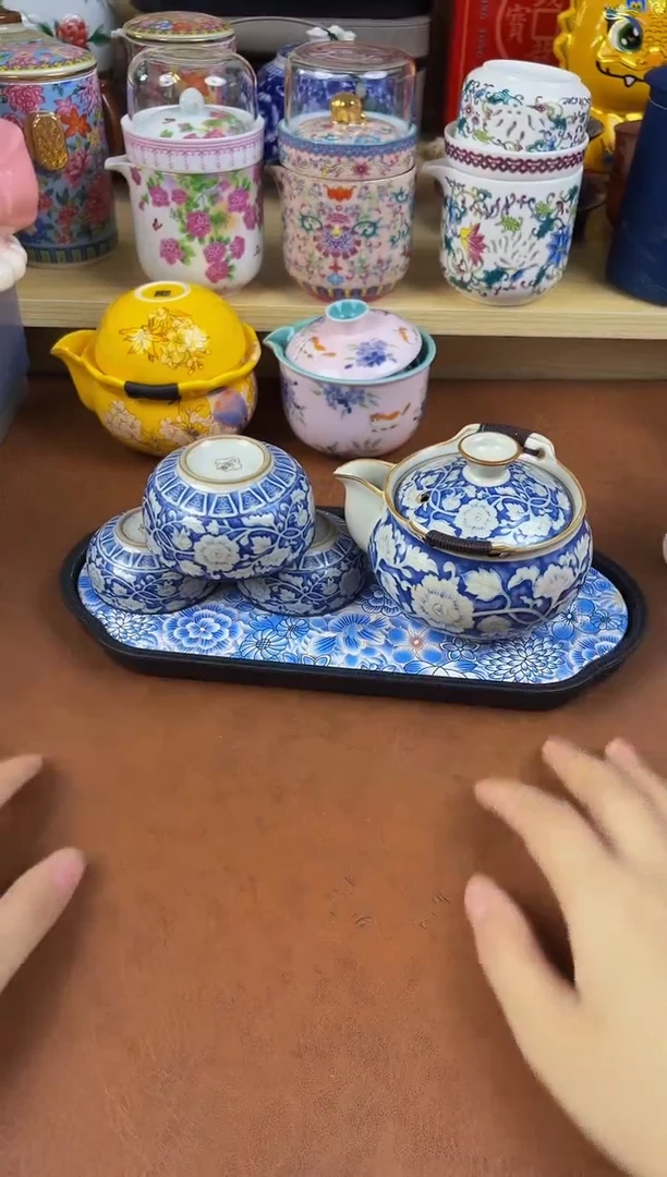 陶瓷茶具摆件旅行套组