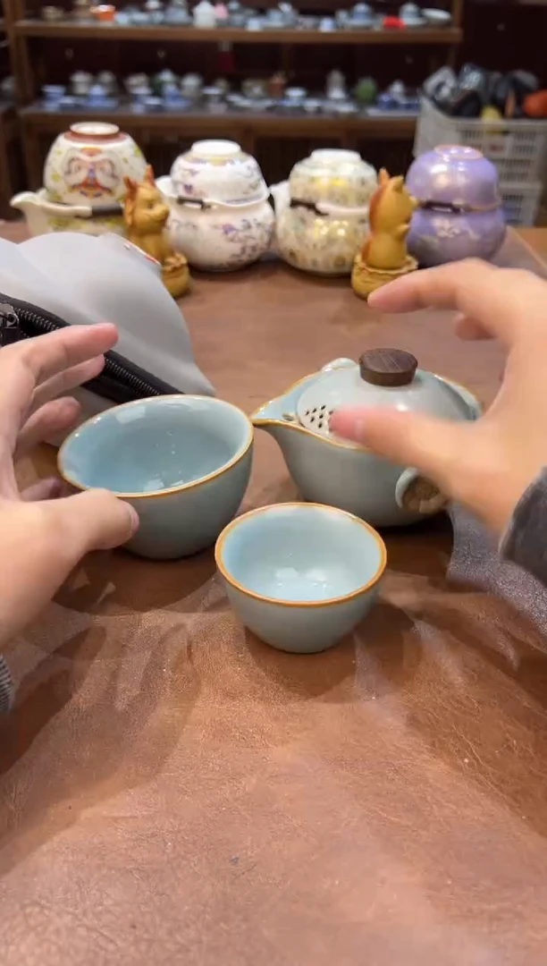 真的很便宜会开片的旅行茶具
