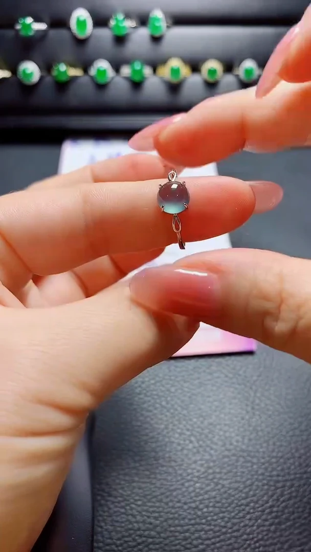 银S925镶嵌戒指翡翠 天然翡翠A货s925银镶