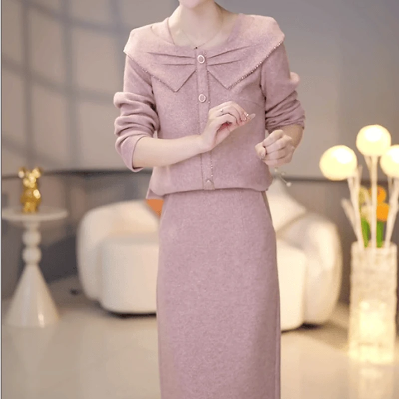 B227【上衣+半身裙】2025秋季新款时尚优雅显气质减龄休闲套装裙