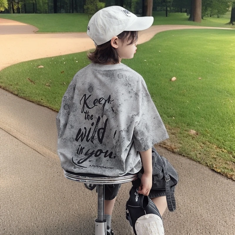 大童童装男童短袖恤夏装新款宽松夏季棉上衣男孩中大款半袖韩潮t