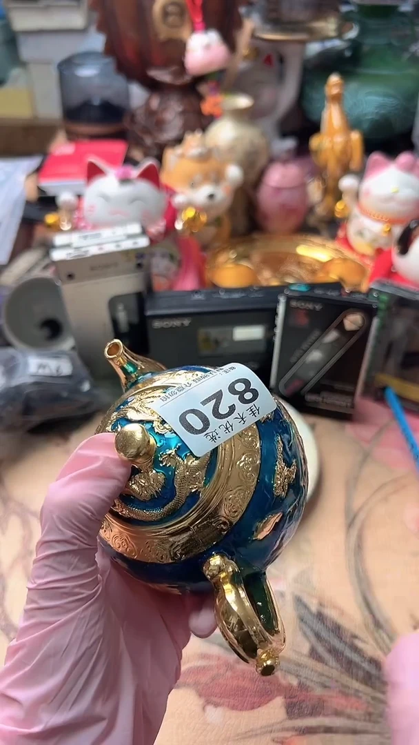 手工艺品琉璃Q*鎏金色造型茶摆件