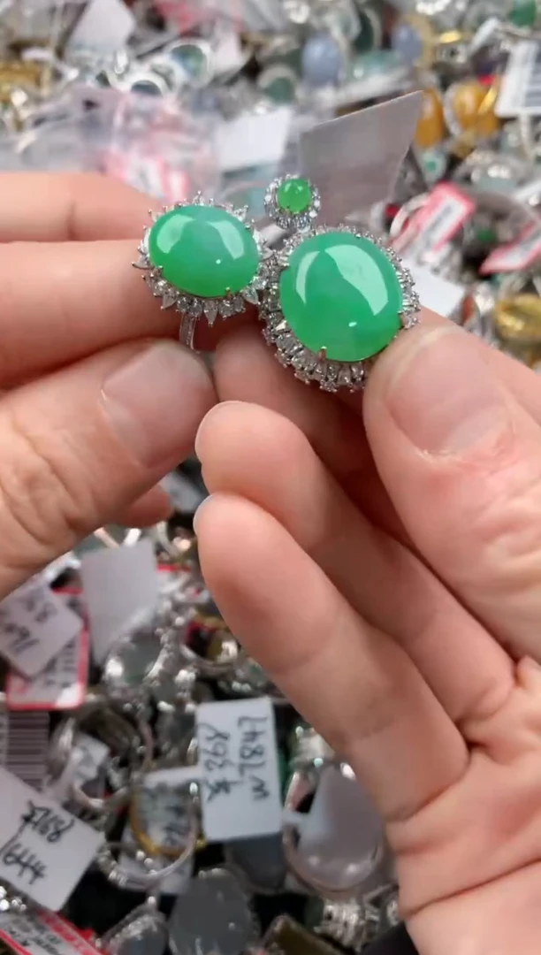 银S925镶嵌戒指翡翠222   2