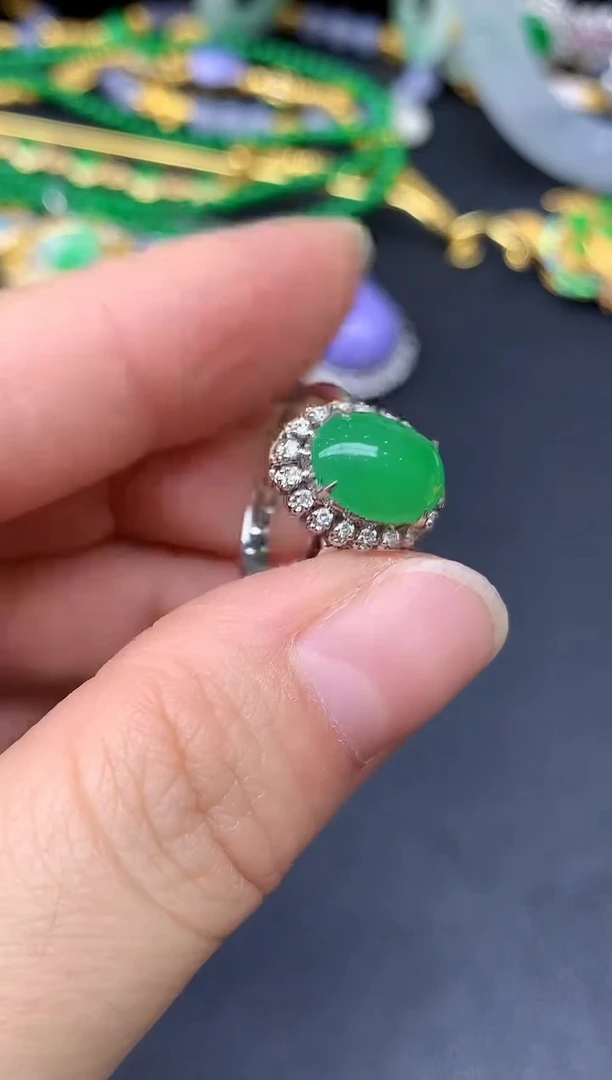 18K金镶嵌戒指翡翠339-雪姐翡翠天天见