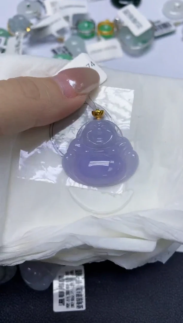 颈饰18K金镶嵌翡翠天然缅甸翡翠A货多样性发一件