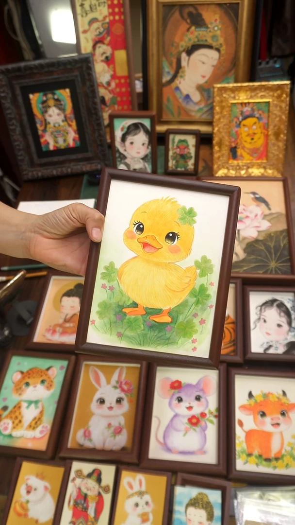 国画6寸可爱工笔手绘小鸭子111