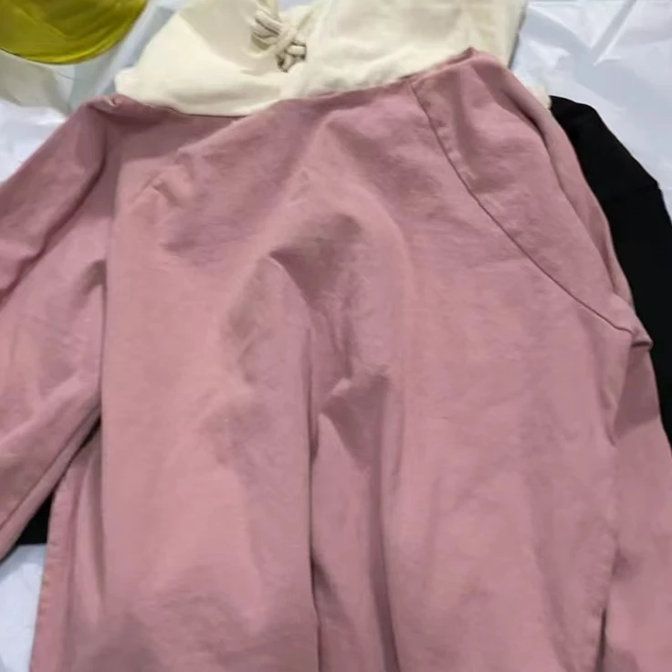 ［小小布］no退换-东大门正品p5o粉色拼色连帽卫衣