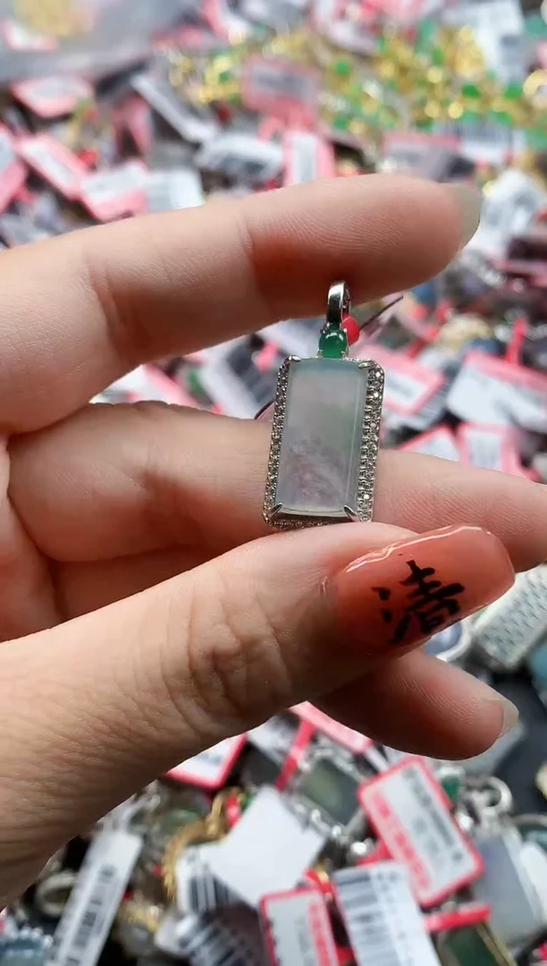 银S925镶嵌戒指翡翠天然A货缅甸翡翠