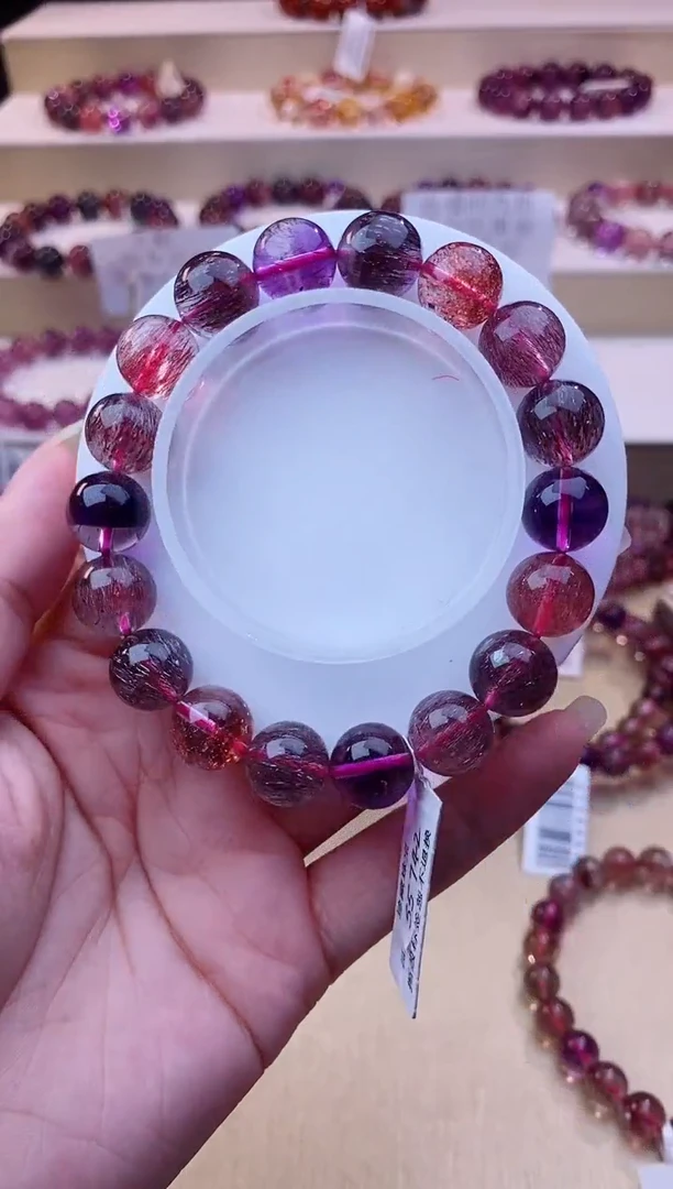 未镶嵌手串水晶黑加仑超七单圈11m+