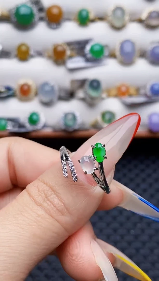 银S925镶嵌戒指翡翠5968