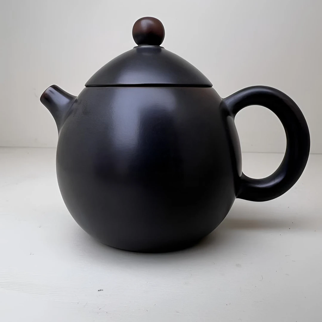 约150cc复古龙蛋壶钦州坭兴陶全手工家用水壶陶瓷泡茶壶黑色茶具