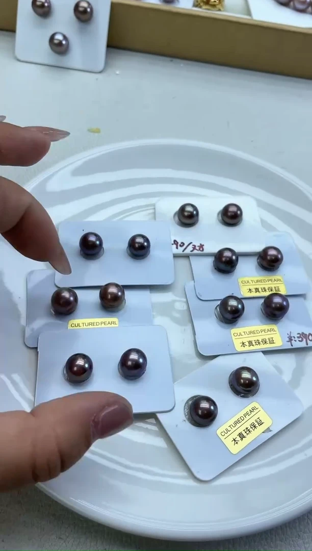 未镶嵌耳饰淡水珍珠巧克力豆裸珠(多样性发一）