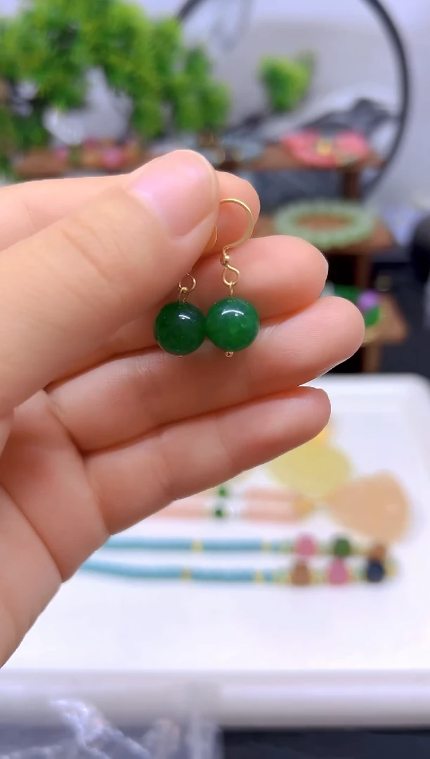 翡翠14K金镶嵌耳饰E11