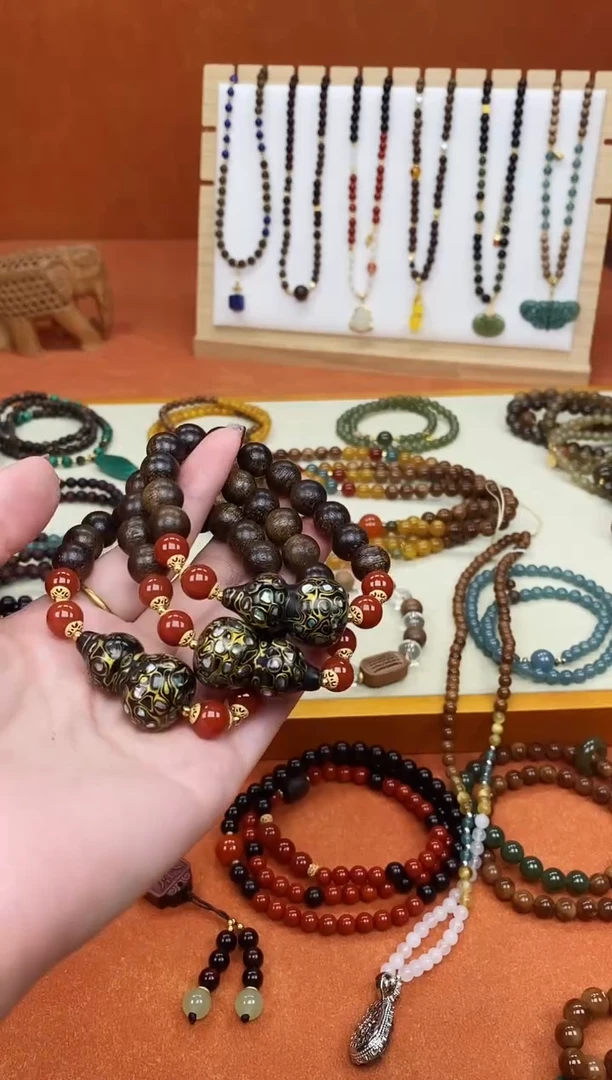 手串檀香木未镶嵌单圈达拉干大漆葫芦手串