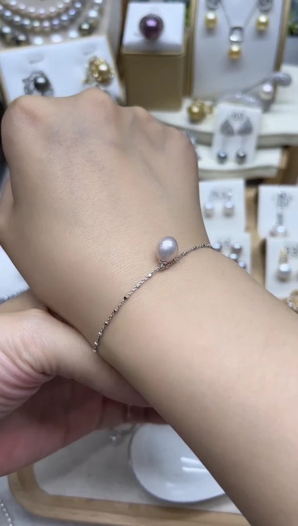 未镶嵌淡水珍珠手链怪色极光珠手链