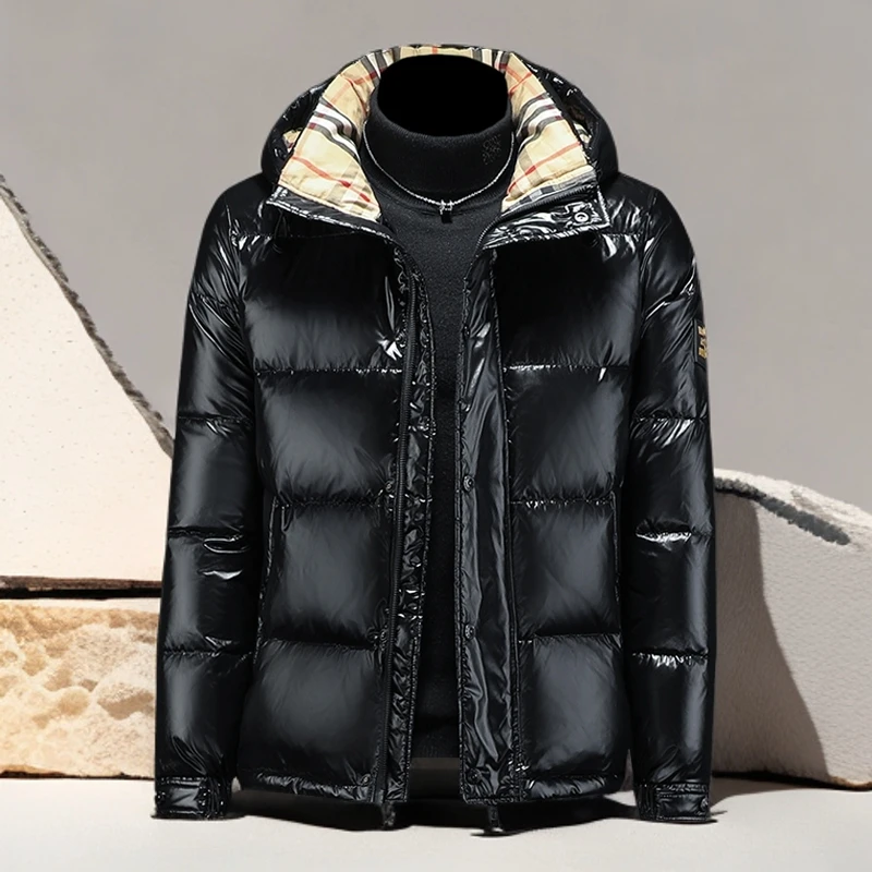 诺顿雷斯时尚休闲连帽羽绒服男士冬季新款轻便保暖防寒白鸭绒外套