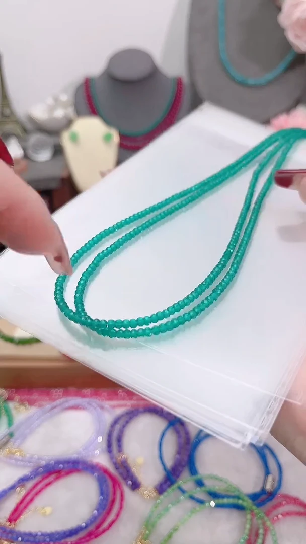 颈饰银S925镶嵌祖母绿算盘刻99