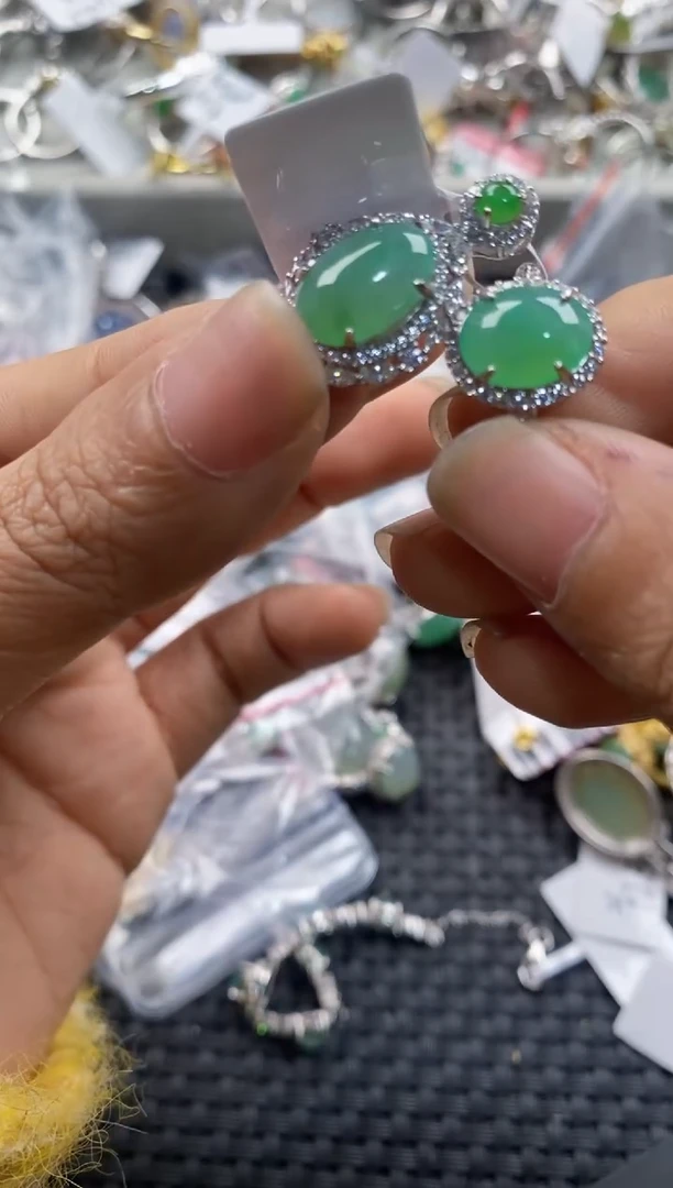 银S925镶嵌戒指翡翠999---4