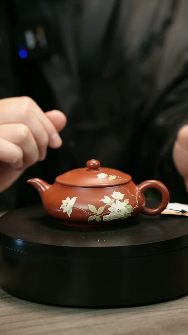 茶壶紫砂雨*锐H2238赵翠红朱泥堆绘明炉