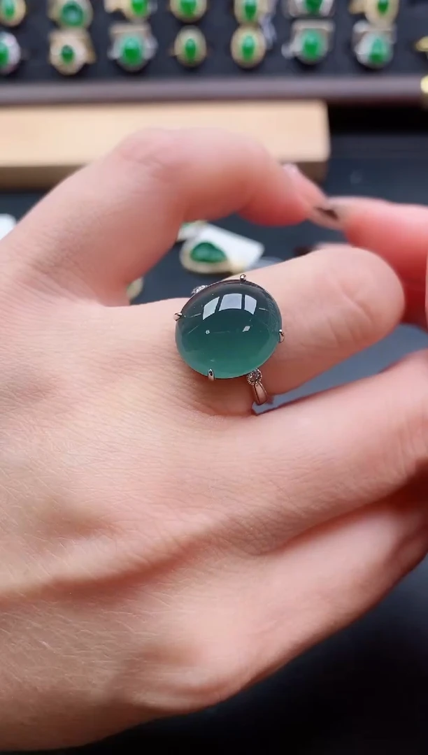 银S925镶嵌戒指翡翠1