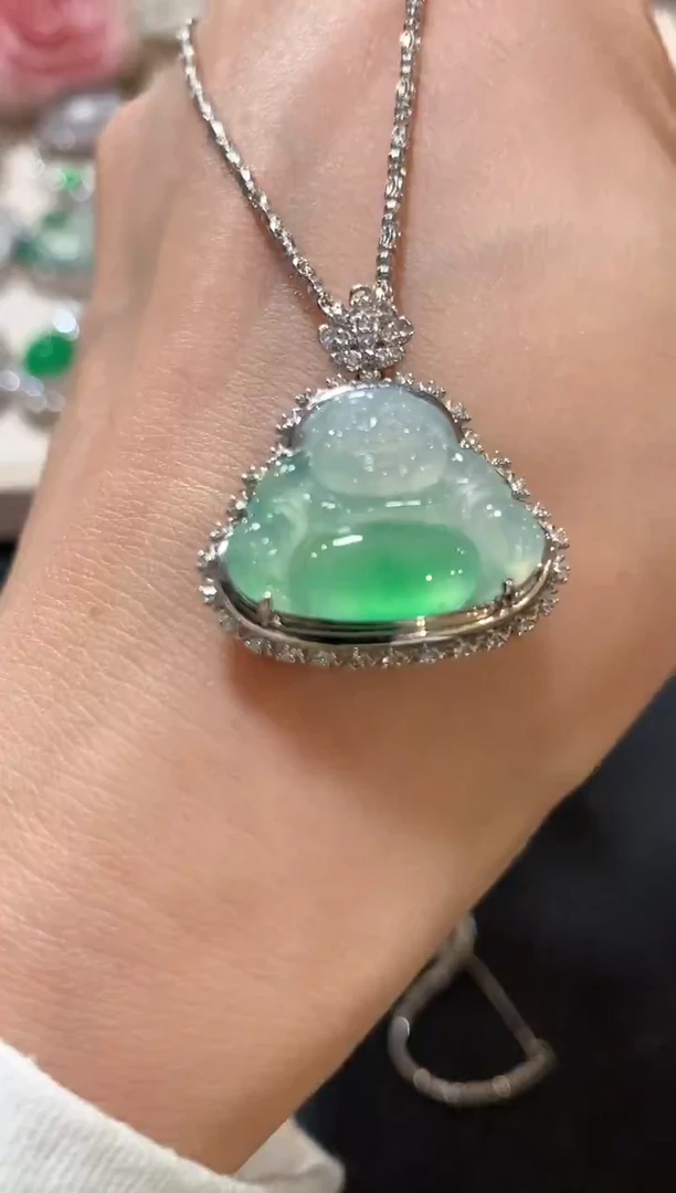 吊坠(不含链)18K金镶嵌翡翠n14