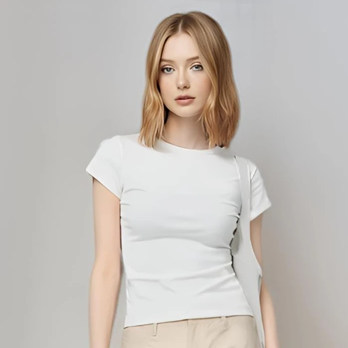 新款百搭纯色短袖t恤