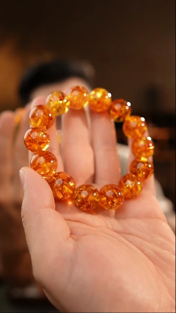 琥珀颈饰未镶嵌15+花珀手串