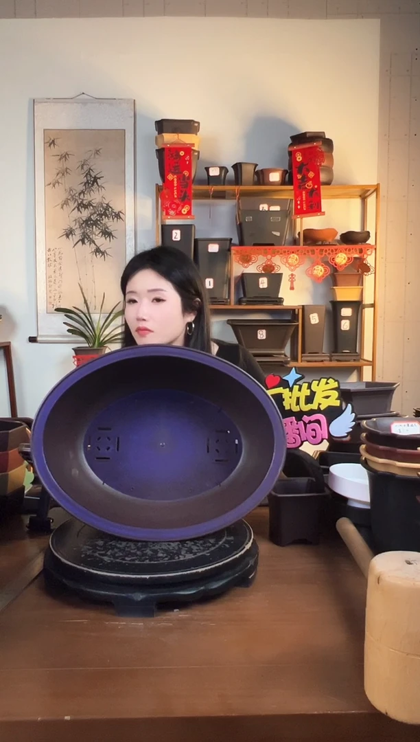 【闪购商品】树脂40腰圆盆2只紫檀色