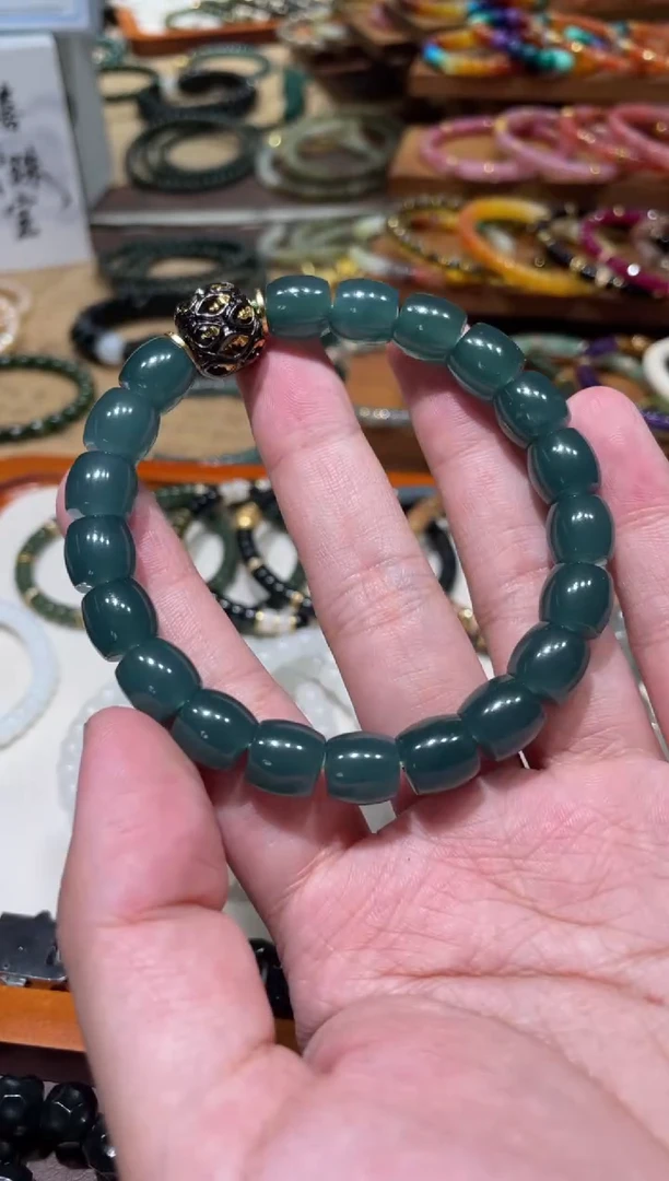 未镶嵌手串翡翠直切顶珠高冰翡翠手串设计款