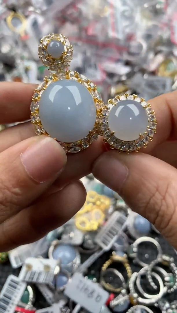 银S925镶嵌戒指翡翠7777---4