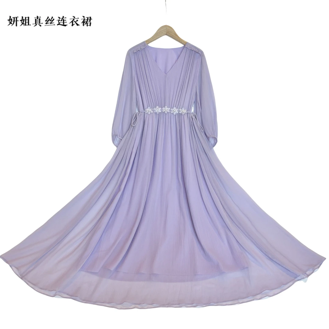 【九紫离火紫】2025 SZ 紫色轻奢气质显瘦夏季大摆女装紫色23155