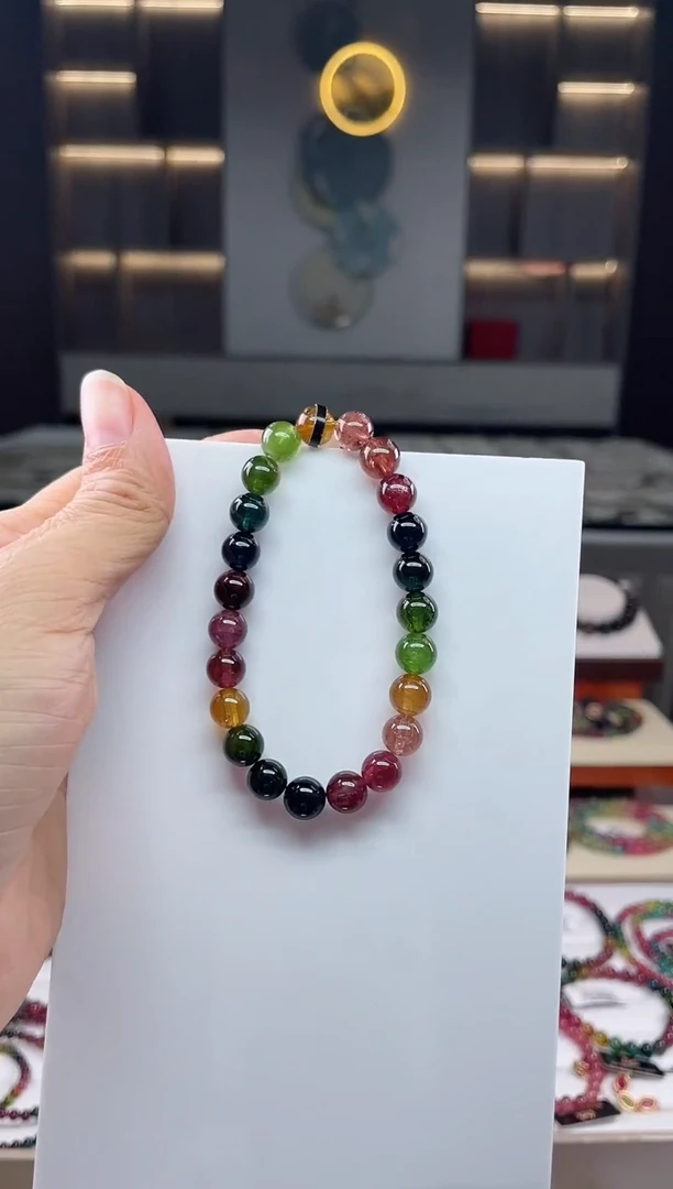 未镶嵌单圈手串碧玺（多样性发一条）Q