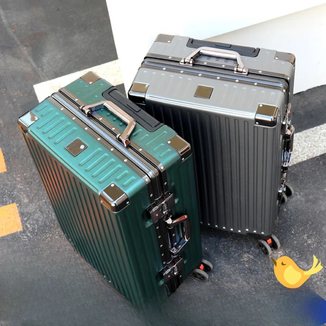 行李箱登机箱pc耐磨20寸拉杆箱铝框款可坐高级感旅行箱学生潮流24