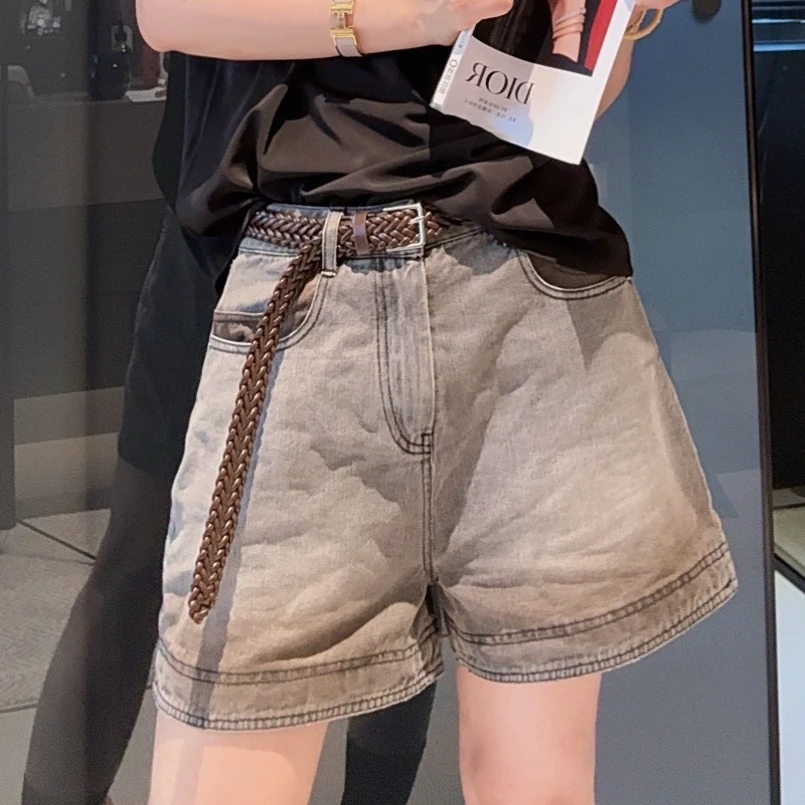 FANYE 2025夏季新款设计感重工复古砂洗三分牛仔短裤25091