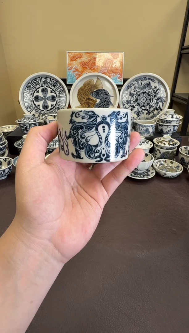 二号釉虎符纹扳指杯