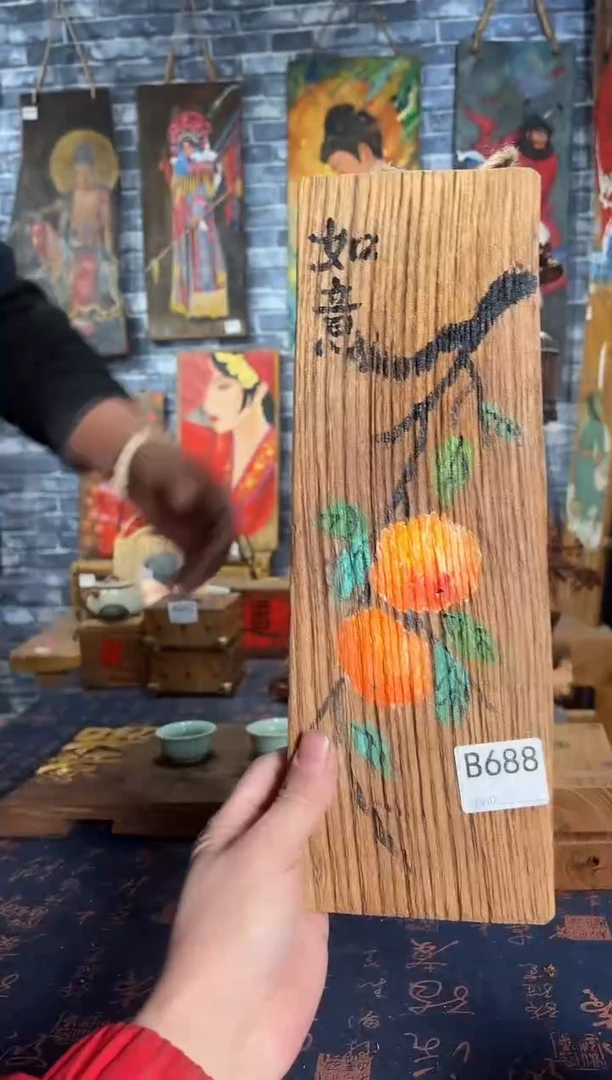 风化老门板丙烯画