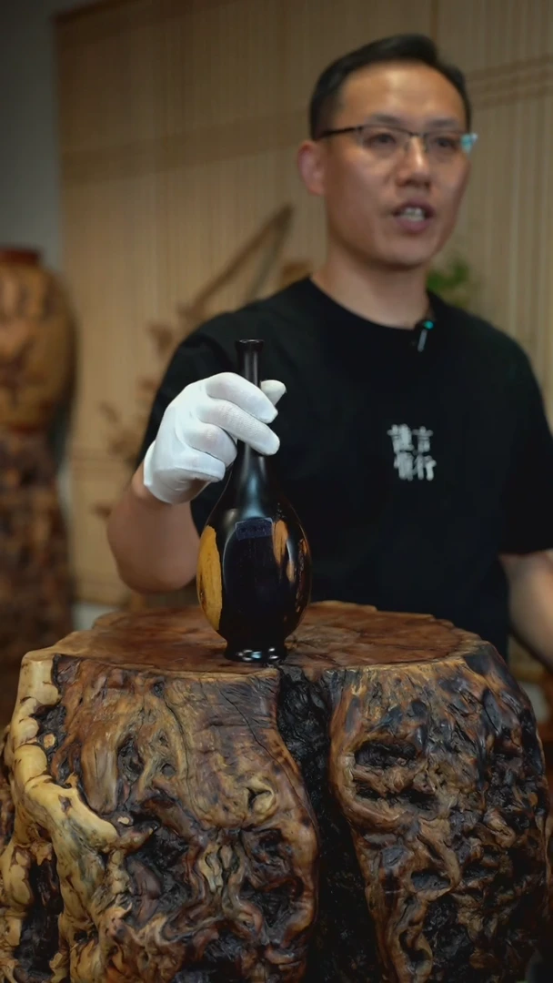 枣木雷击枣木紫光檀富贵瓶