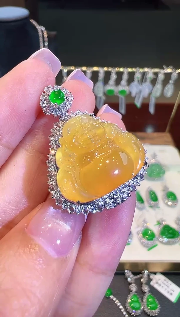 吊坠(不含链)18K金镶嵌翡翠翡翠