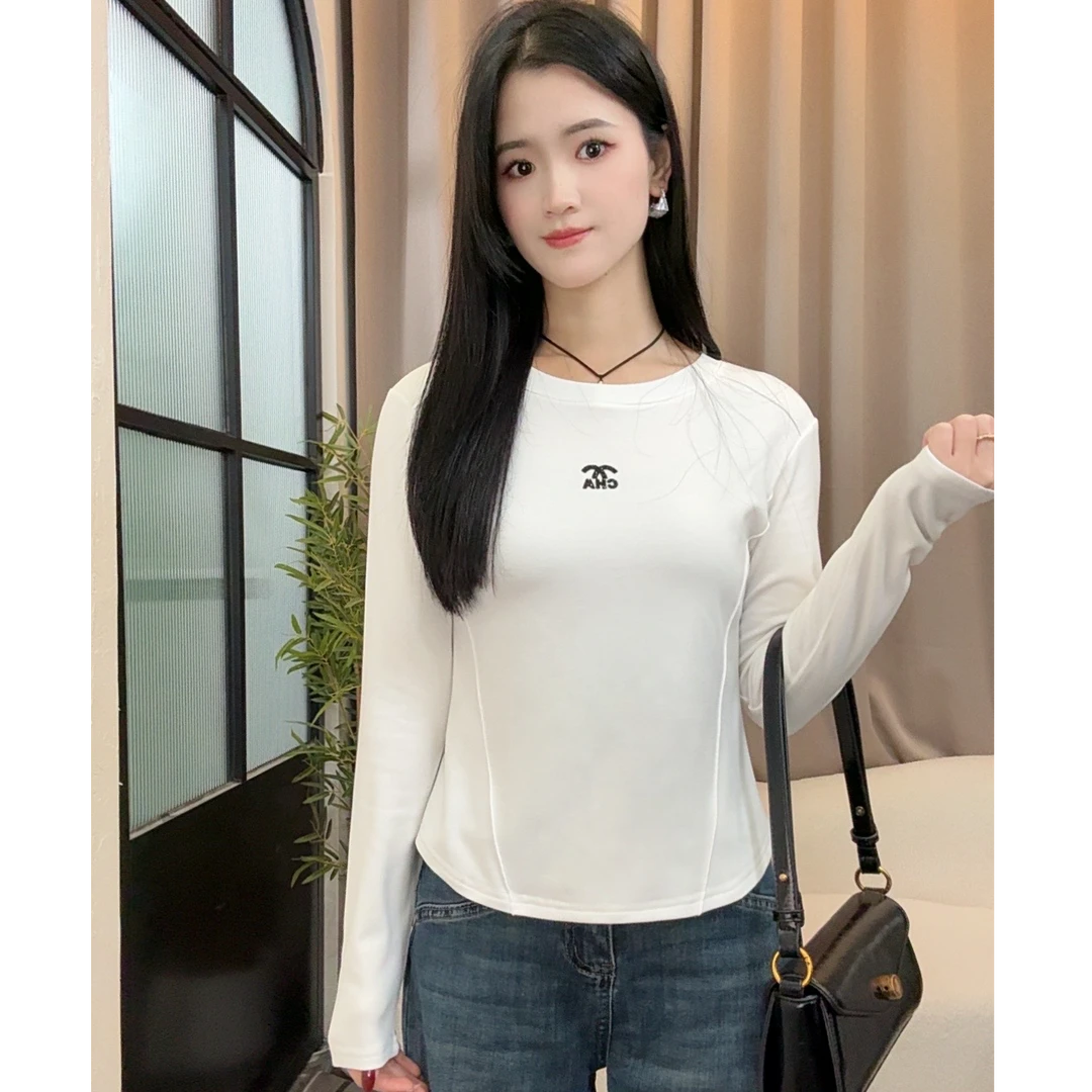 众心-002-秋冬新款烫钻打底衫女时尚高弹性修身圆领长袖上衣826