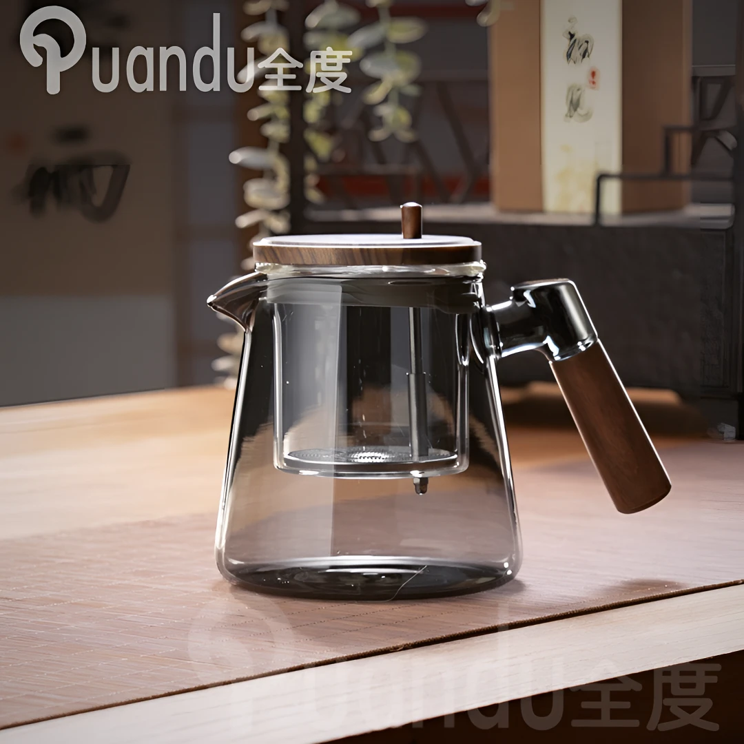 全度飘逸杯泡茶壶按压式一键过滤家用简约大容量加厚创意日式耐热