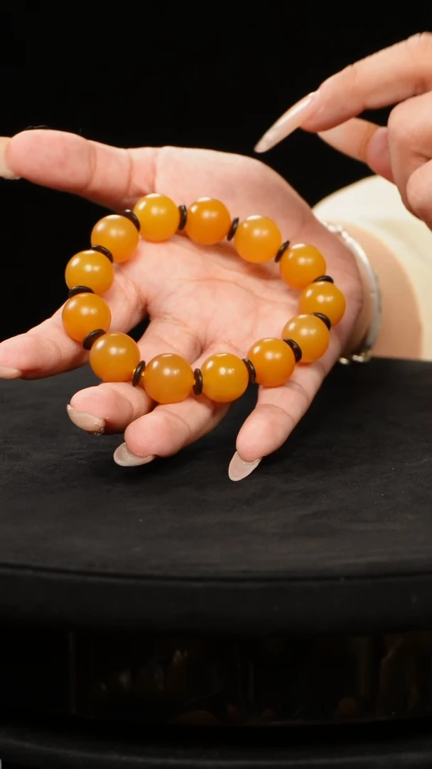 寿山石砒*田黄圆珠手串1.4