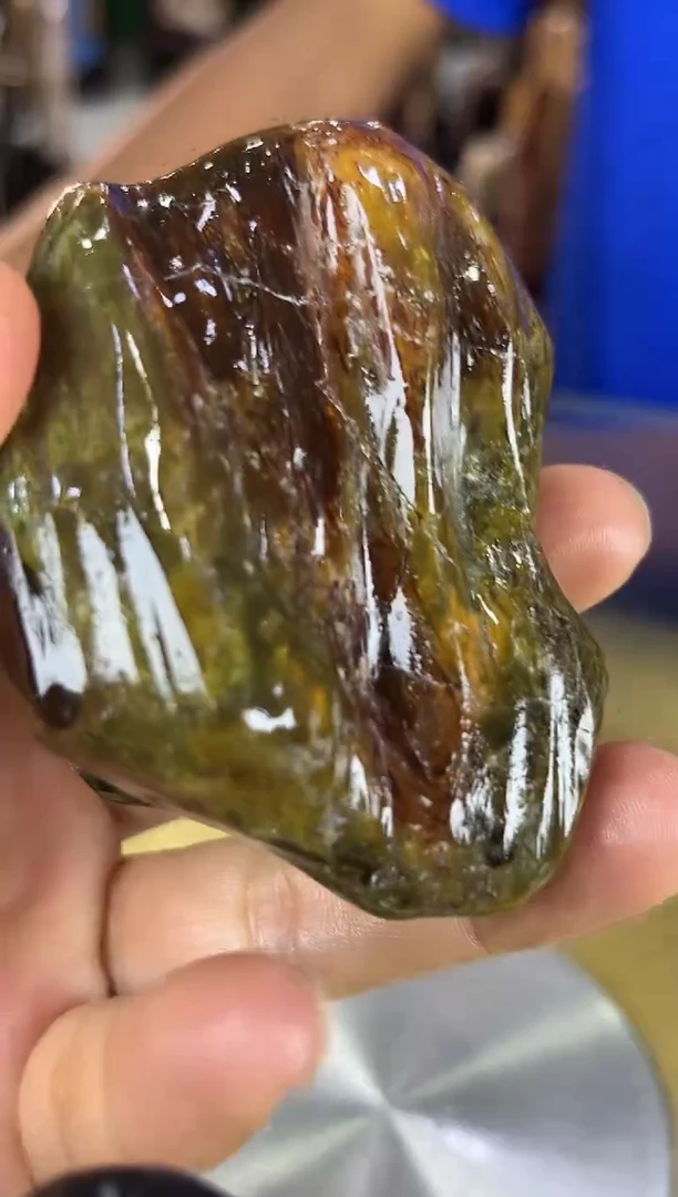 缅甸天然树化玉手把件