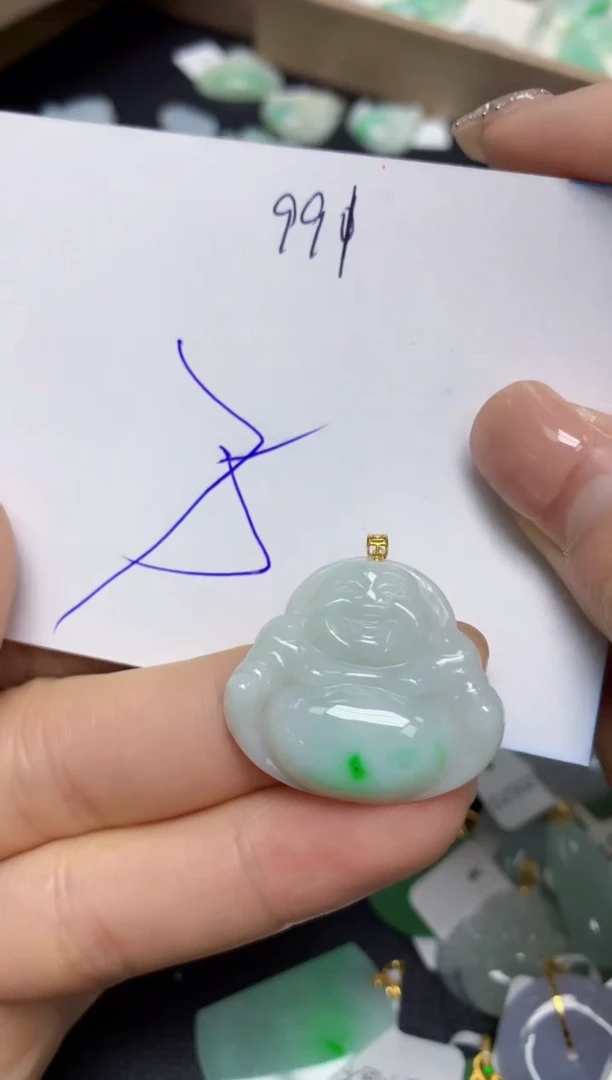 【闪购商品】翡翠挂件18K金镶嵌 天然翡翠A货